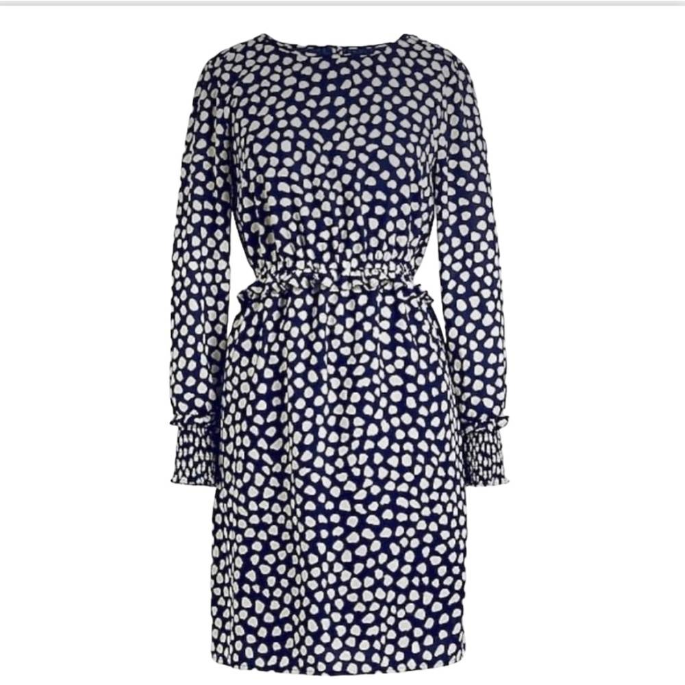 J.Crew Spotted Print Navy & White Midi Dress